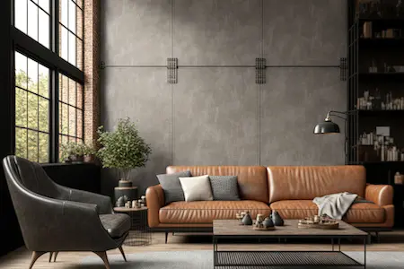 Sessel und Sofa in Braun und Grau - Schwarz